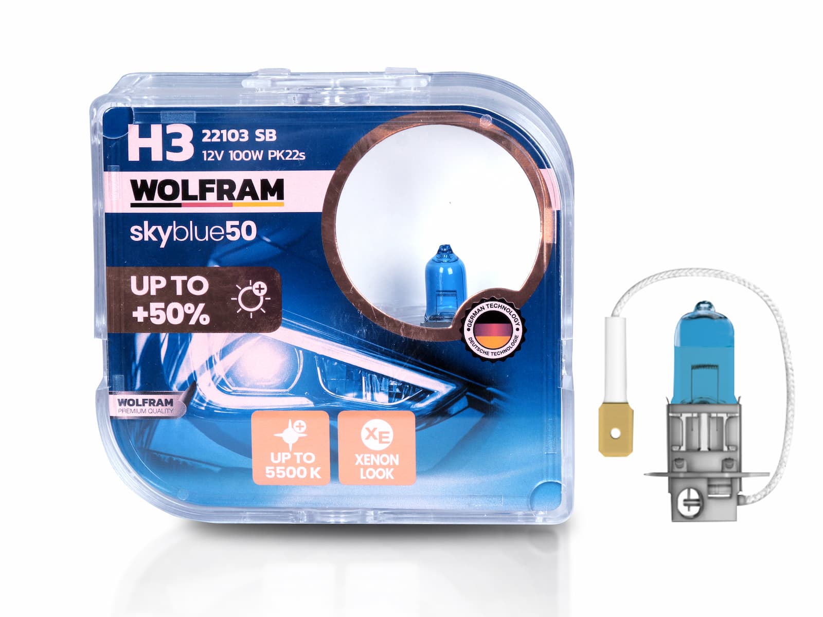 H3 Ampul Sky Blue Beyaz Işık 12V 100W