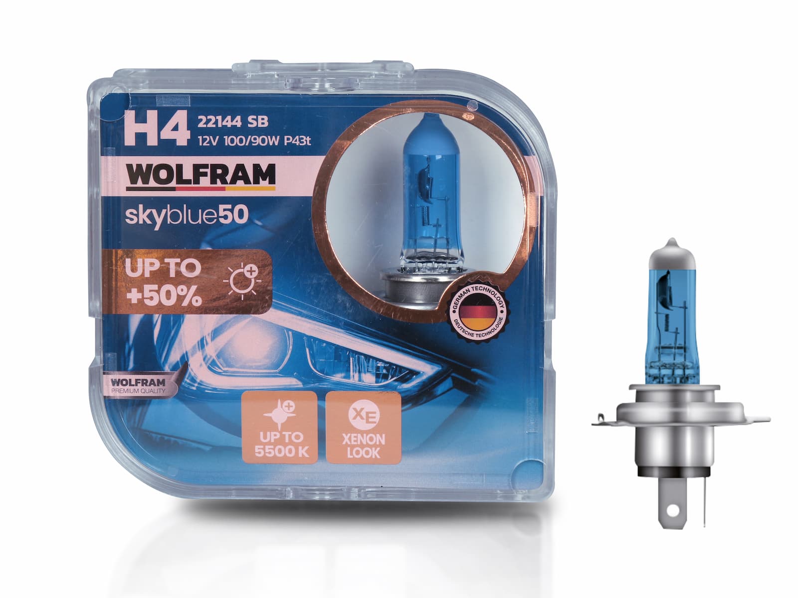 H4 Ampul Sky Blue Beyaz Işık 12V 100/90W