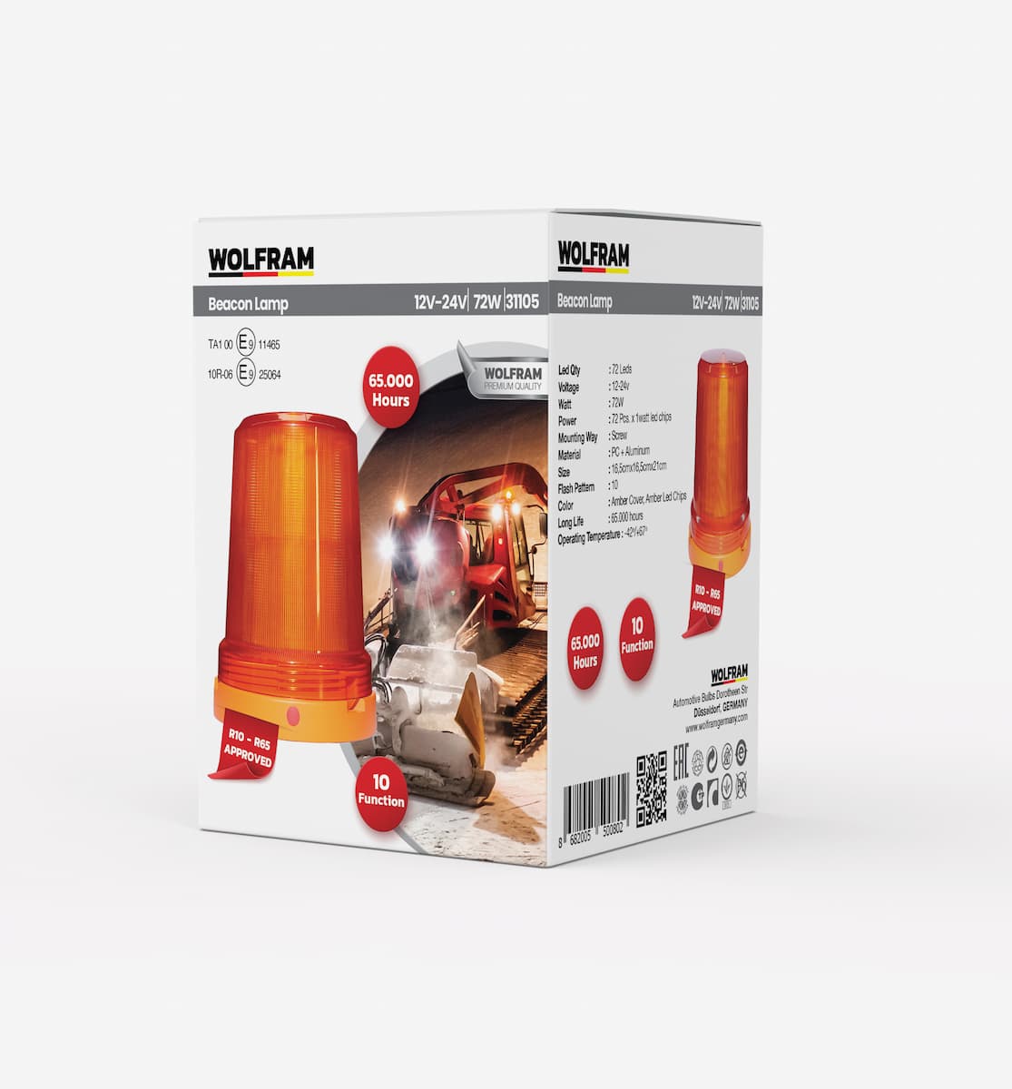 Led Tepe Döner İkaz Lambası 10 Fonksiyonlu 12/24V E-Belgeli 72W