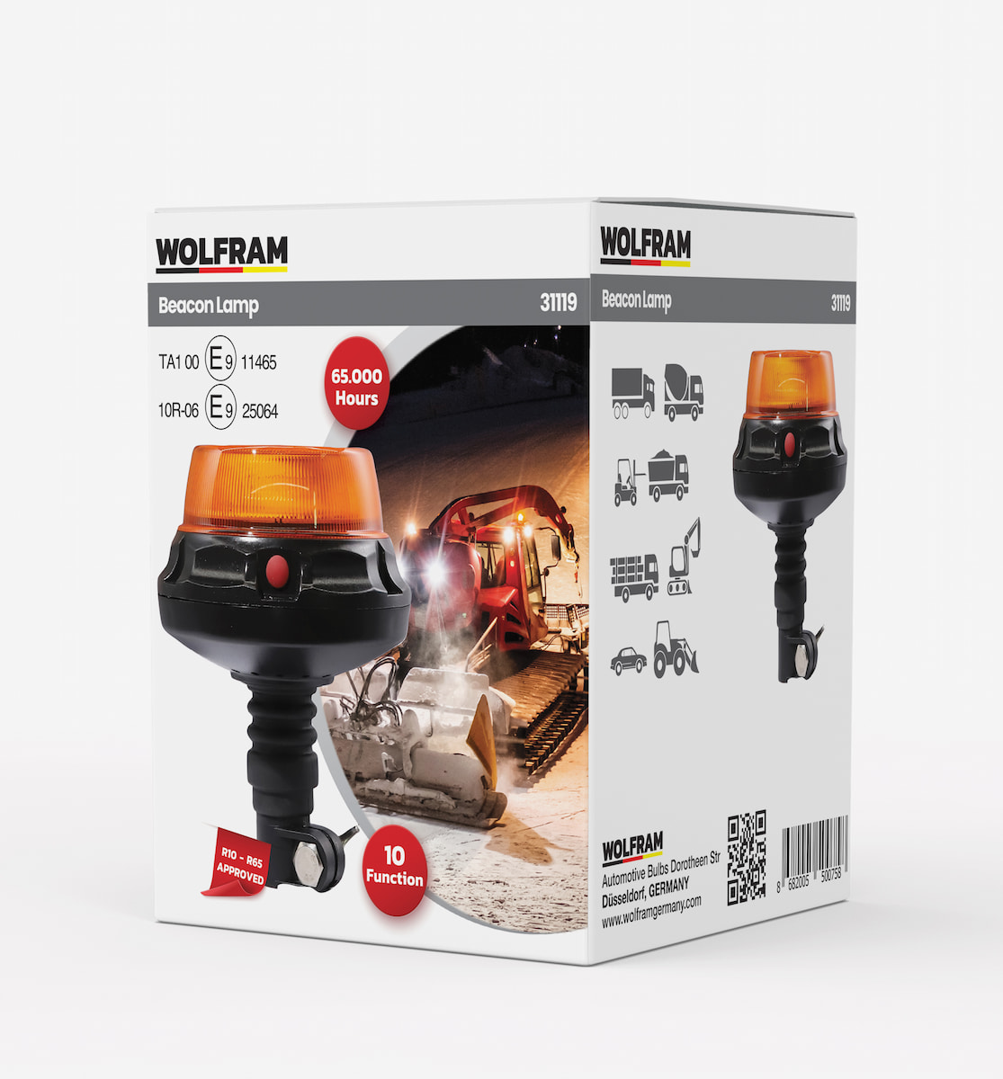 Led Tepe Döner İkaz Lambası Cıvatalı 10 Fonksiyon E9-Belgeli