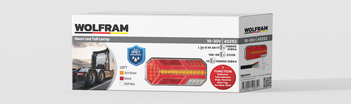 Led 7 Fonksiyonlu Arka Stop Lambası Amber-Kırmızı-Beyaz 10-30V E9 Belgeli Sol