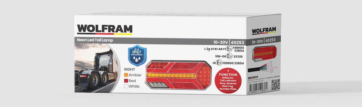 Led 7 Fonksiyonlu Arka Stop Lambası Amber-Kırmızı-Beyaz 10-30V E9 Belgeli Sağ