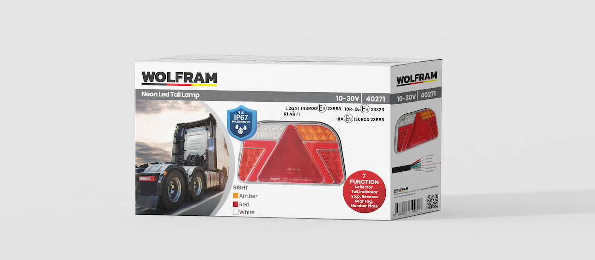 Led 7 Fonksiyonlu Arka Stop Lambası Kırmızı-Amber-Beyaz 10-30V E9 Belgeli Sağ