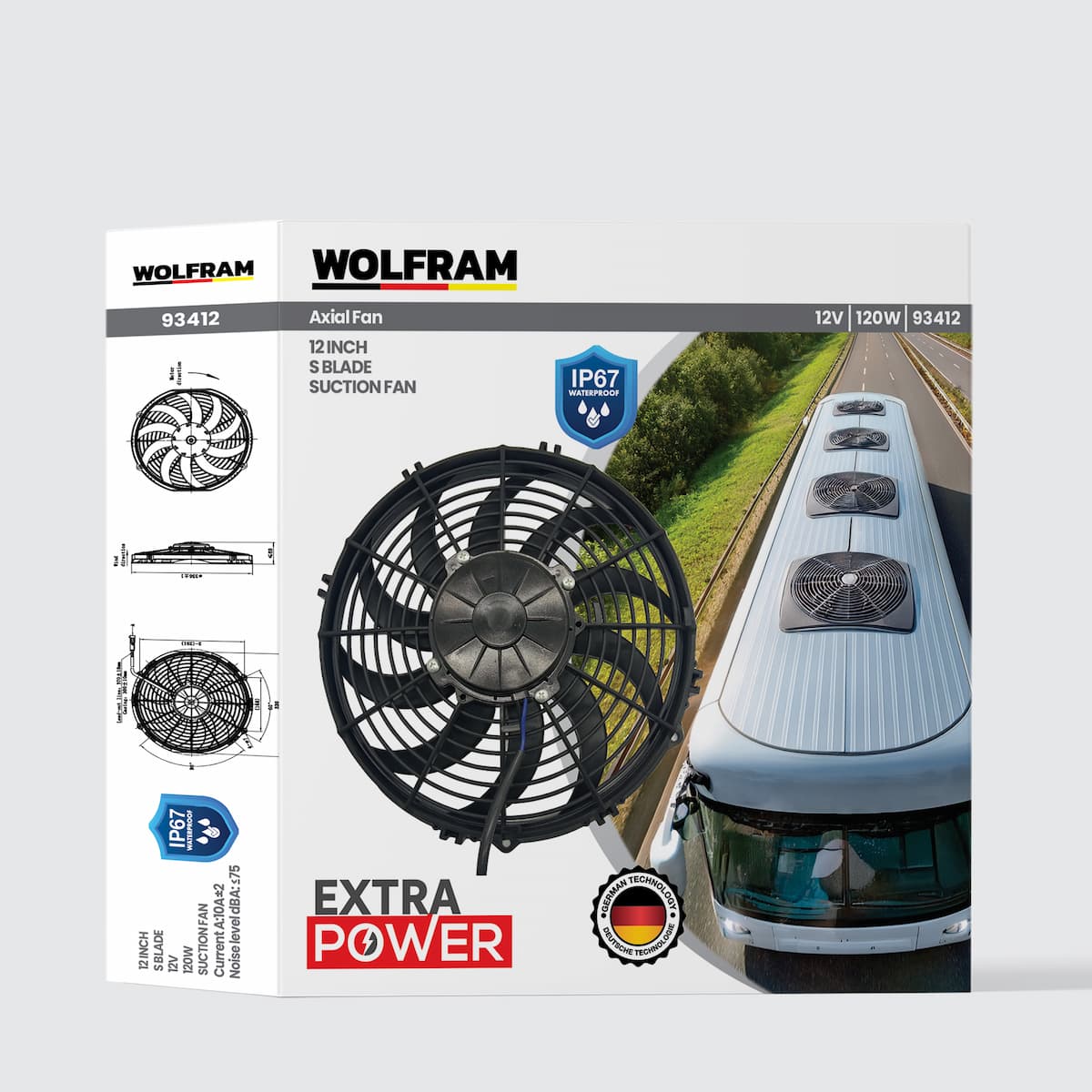 Axial Fan 12 Inch S Kanat IP67 Su Geçirmez