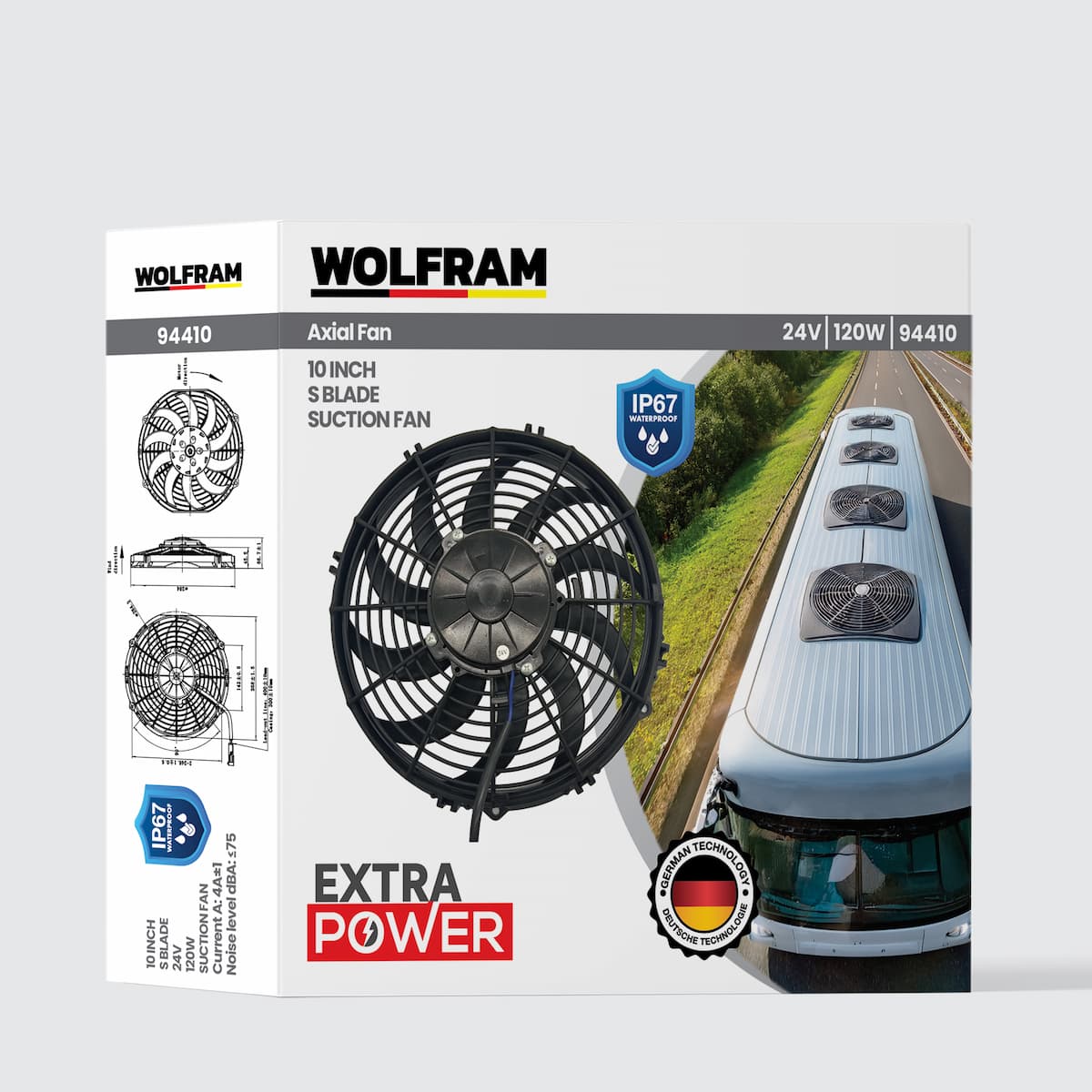 Axial Fan 10 Inch S Kanat IP67 Su Geçirmez