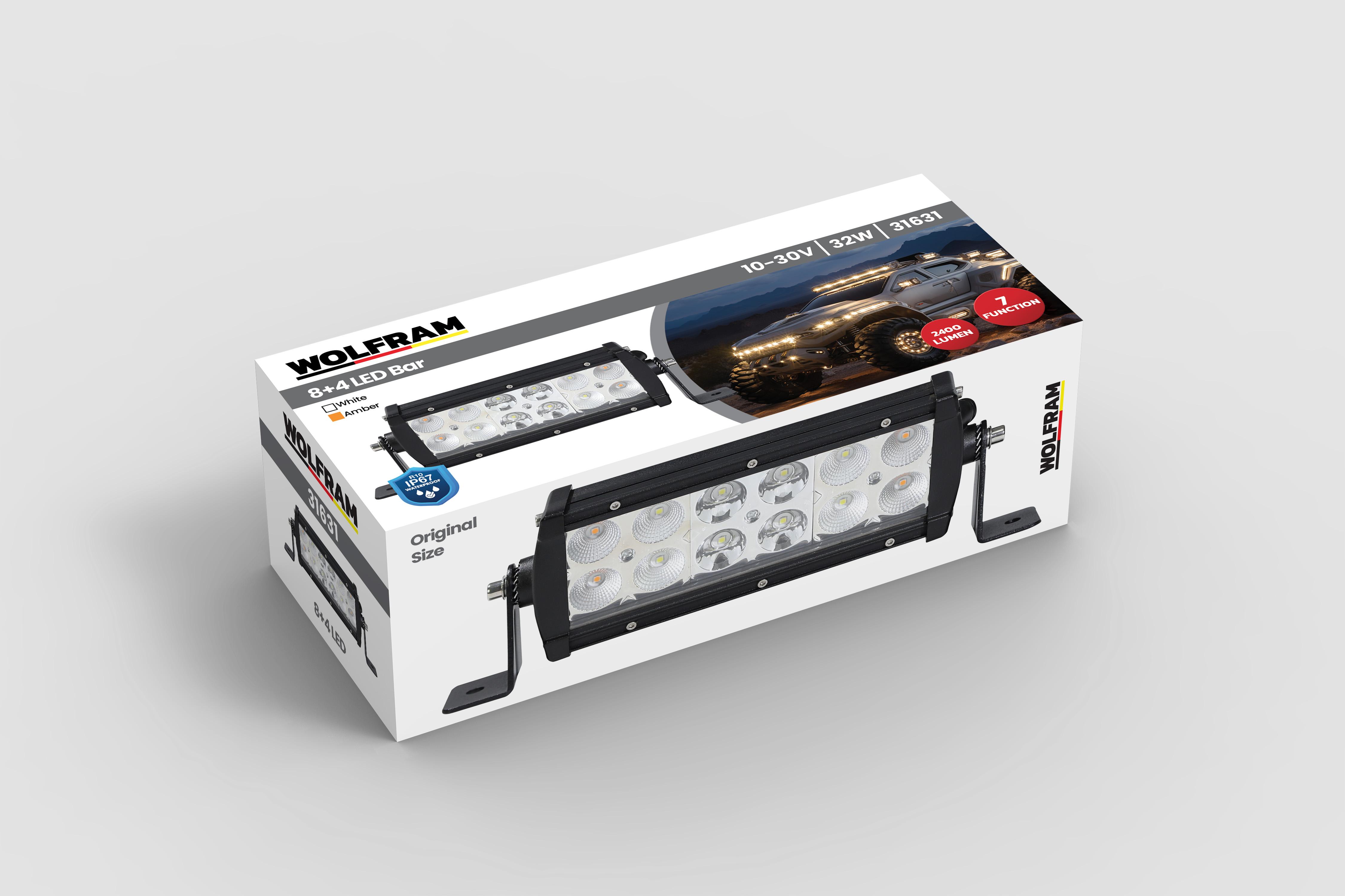 Led Bar Beyaz Işık + Amber Işık 7 Fonksiyon Çakarlı 19 cm 12/24V E-Belgeli 32W