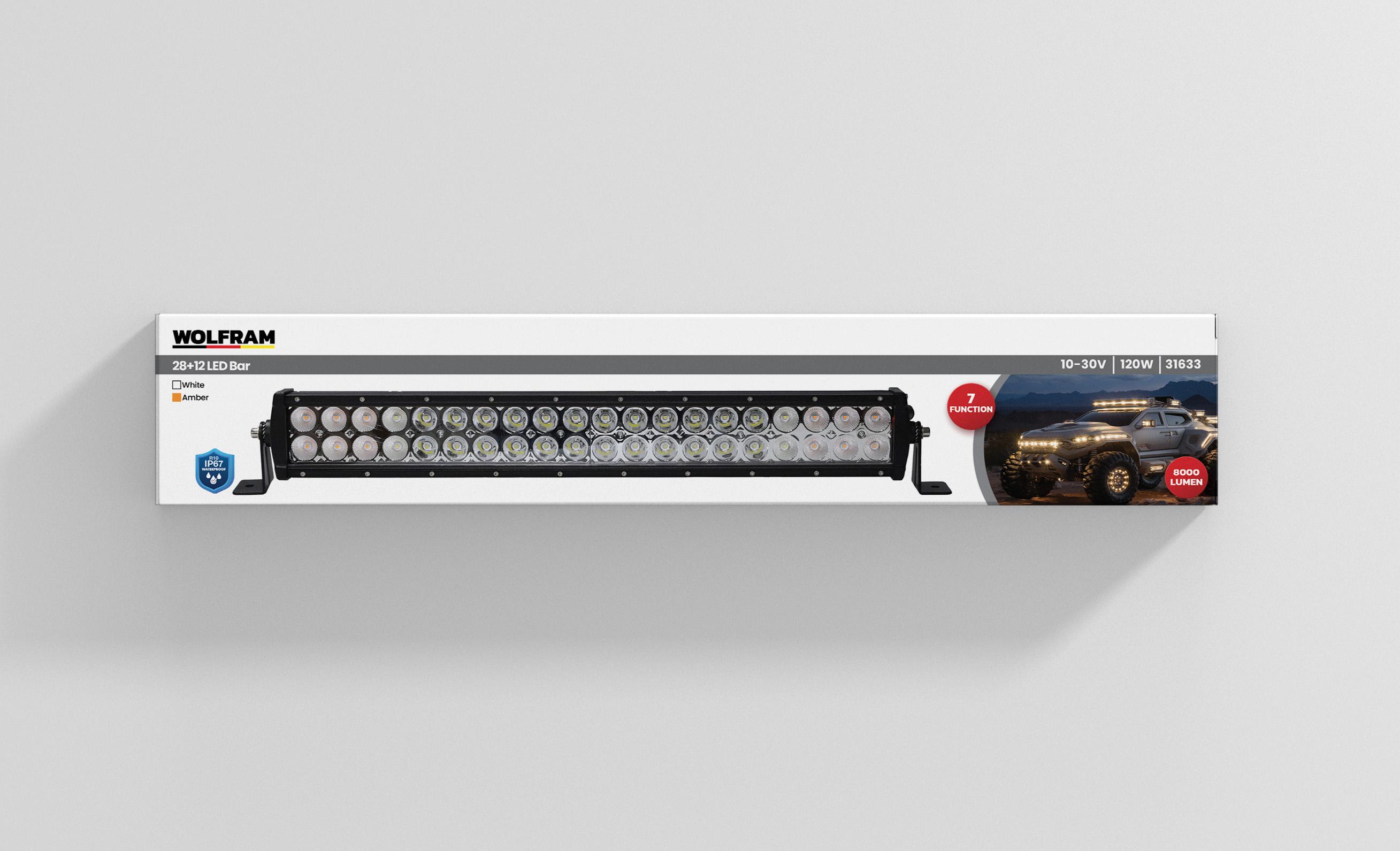 Led Bar Beyaz Işık + Amber Işık 7 Fonksiyon Çakarlı 58 cm 12/24V E-Belgeli 120W