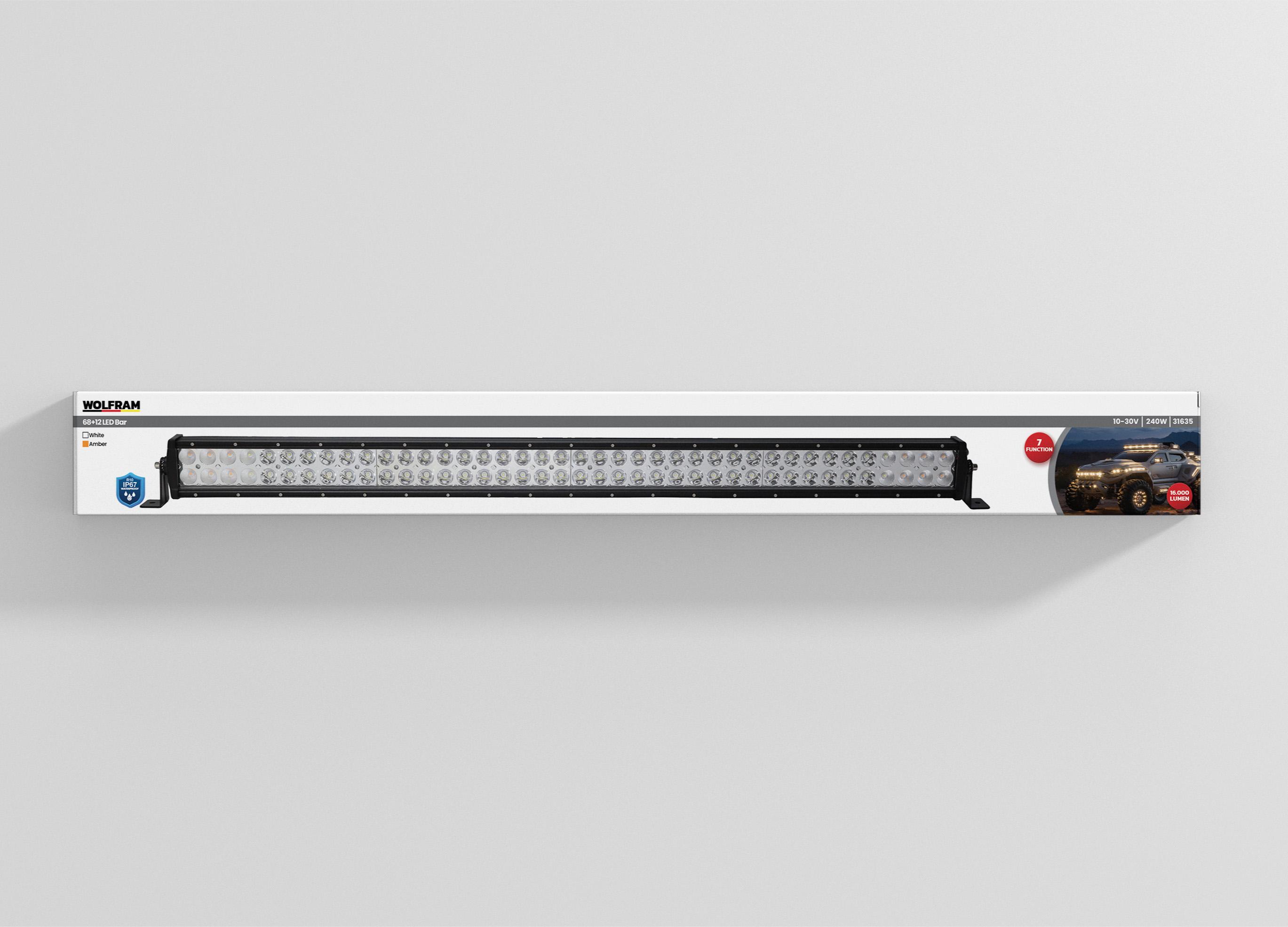 Led Bar Beyaz Işık + Amber Işık 7 Fonksiyon Çakarlı 106 cm 12/24V E-Belgeli 240W