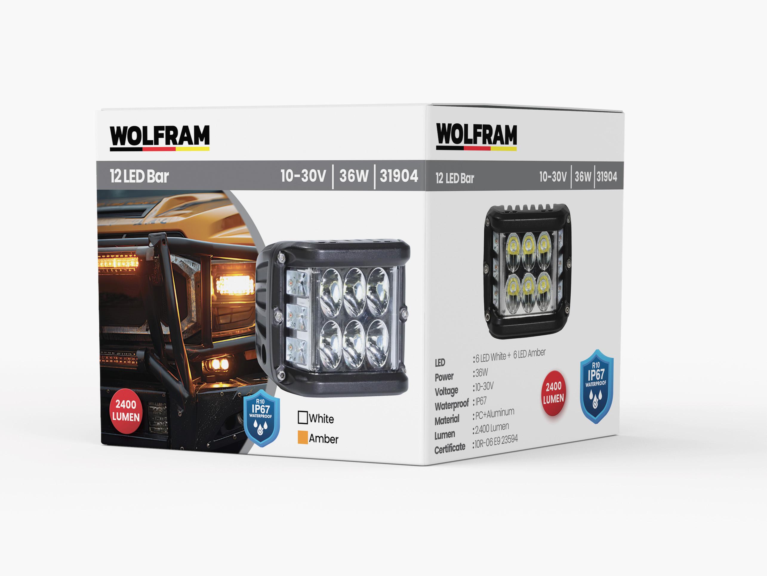 Led Kaput Üstü Off-Road Lambaı 6 Led Beyaz 6 Led Sarı Çakar Fonksiyonlu 10/30V E-Belgeli 36W