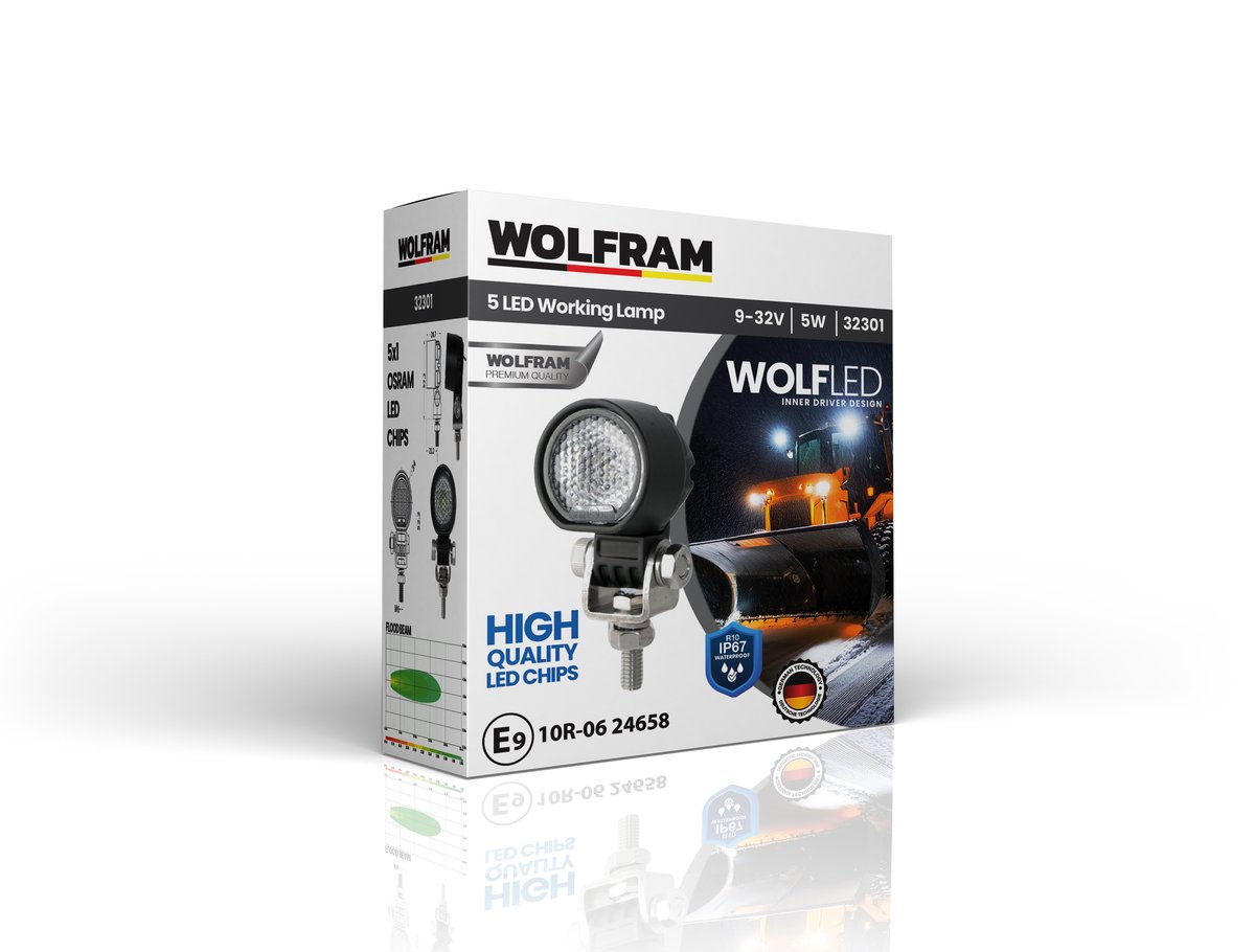 Wolfram Wolf Serisi 32301 Çalışma Lambası Yuvarlak Mini 425 Lümen FLOOD