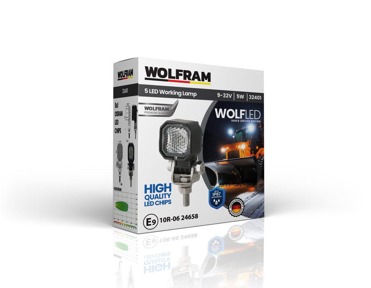 Wolfram Wolf Serisi 32401 Çalışma Lambası Kare Mini 425 Lümen FLOOD