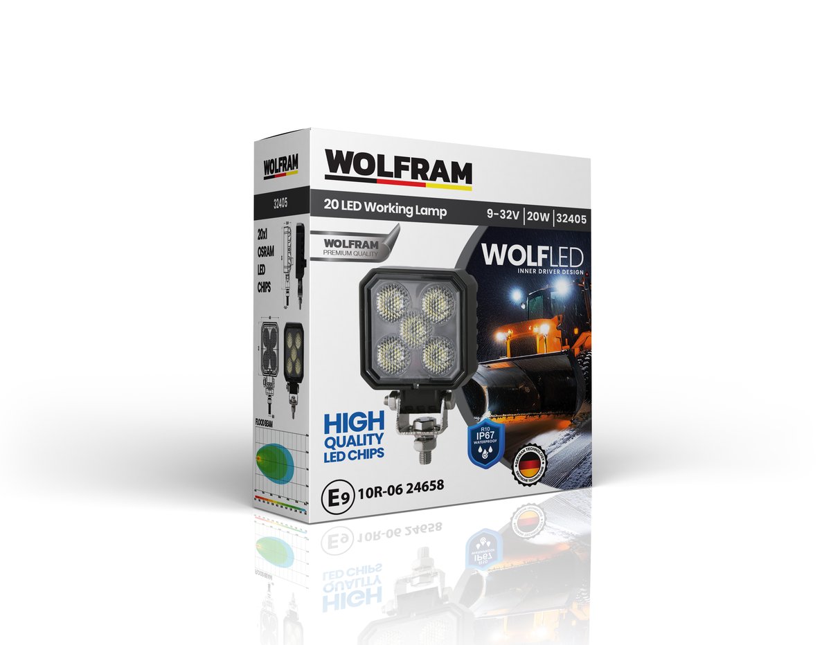 Wolfram Wolf Serisi 32405 Çalışma Lambası Kare Midi 1700 Lümen FLOOD