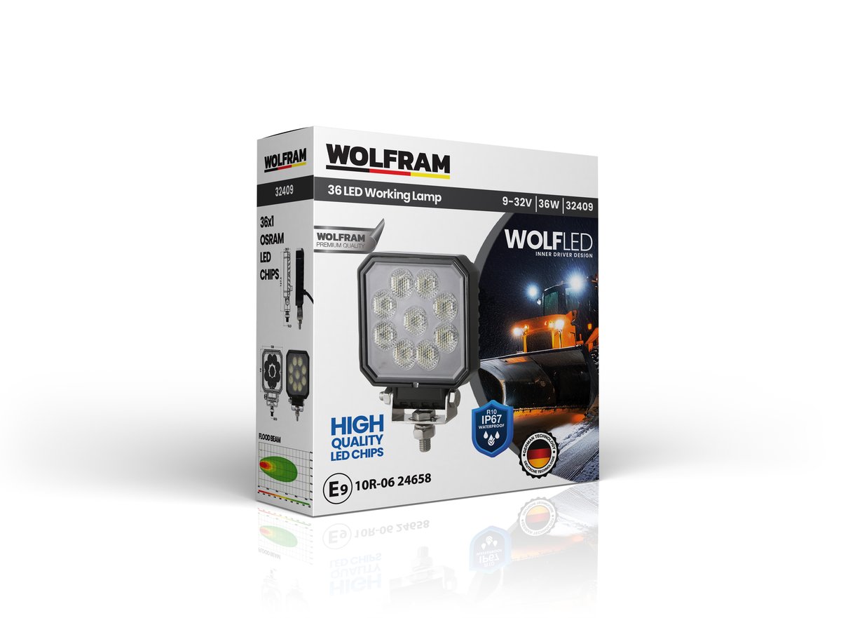 Wolfram Wolf Serisi 32409 Çalışma Lambası Kare Maxsi 3060 Lümen FLOOD