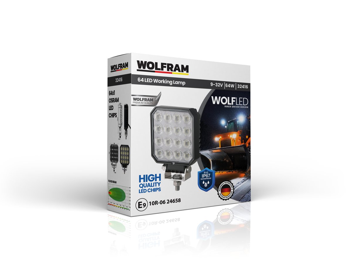 Wolfram Wolf Serisi 32416 Çalışma Lambası Kare LARGE 5440 Lümen FLOOD