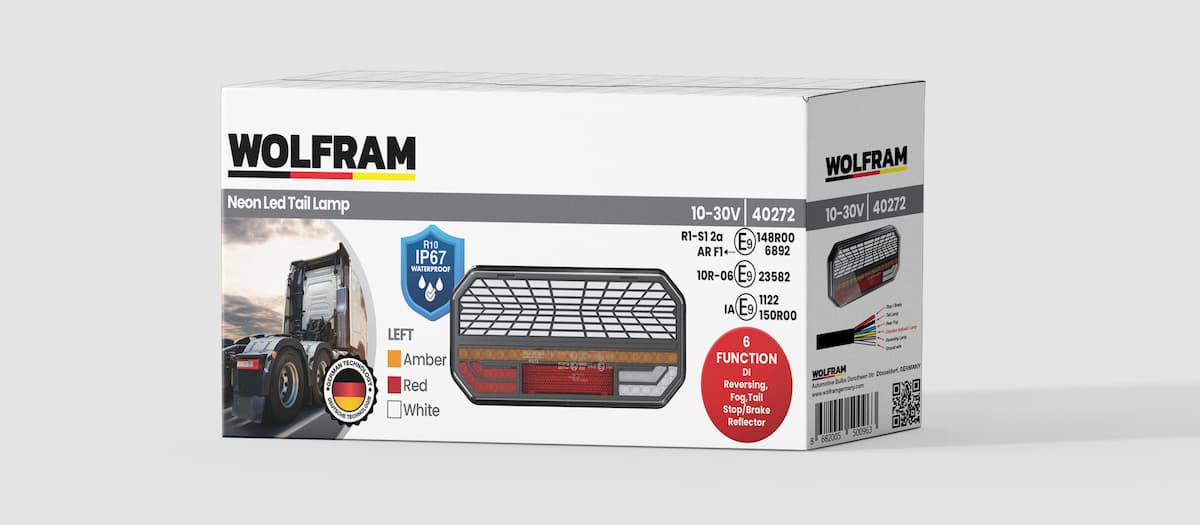 Led 6 Fonksiyonlu Arka Stop Lambası Kırmızı-Amber-Beyaz 10-30V E9 Belgeli Sol