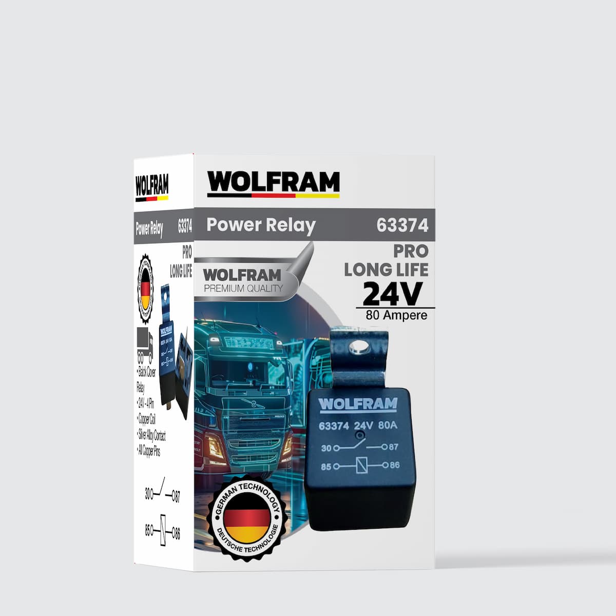 Röle Çift Platinli Siyah 4 Uçlu Pro Marş Güç İçin 24V