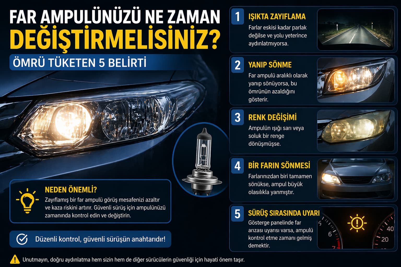 Far Ampulünüzü Ne Zaman Değiştirmelisiniz? Ömür Tüketen 5 Belirti